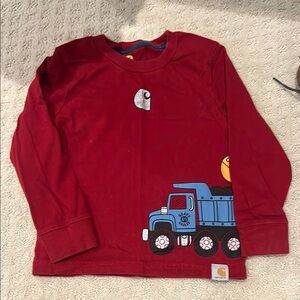 Carhartt Kids Red Long Sleeve Tee with Blue Truck Design